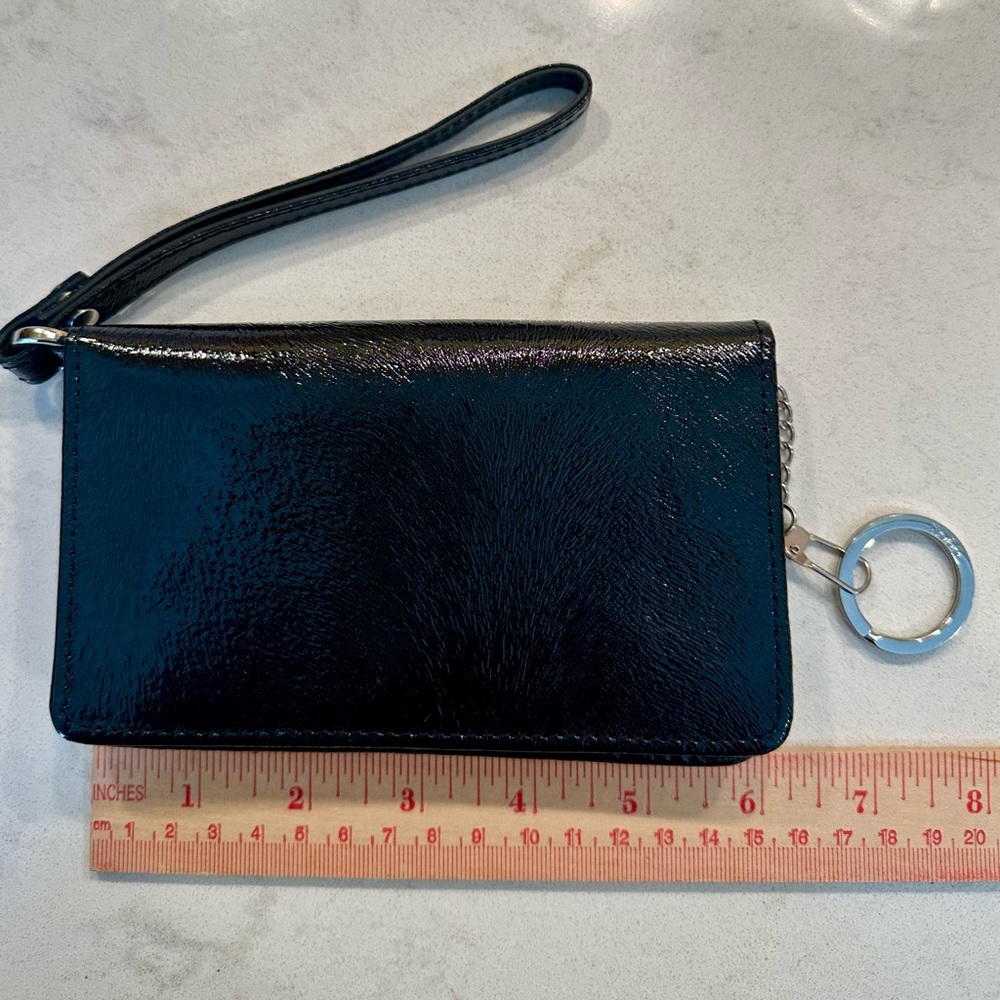 Hobo International Black Payent Leather Wristlet with Key Ring